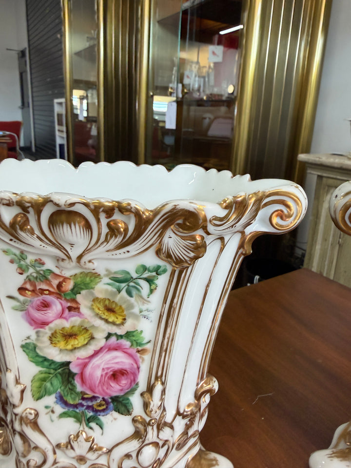 Set of 2 Antique French Porcelain Vases