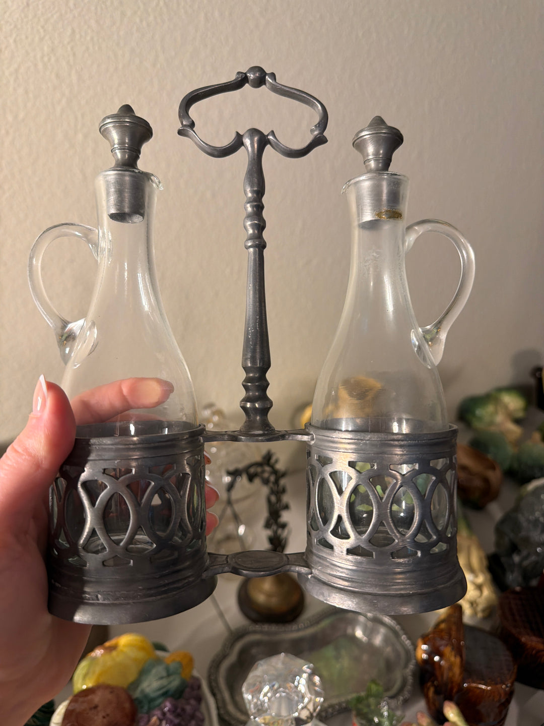 Pewter Oil and Vinegar Set