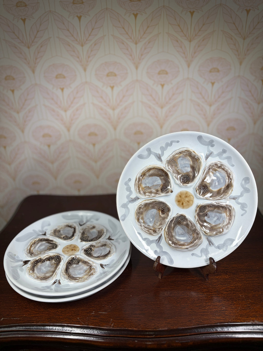 Set of Three Porcelain Oyster Plates