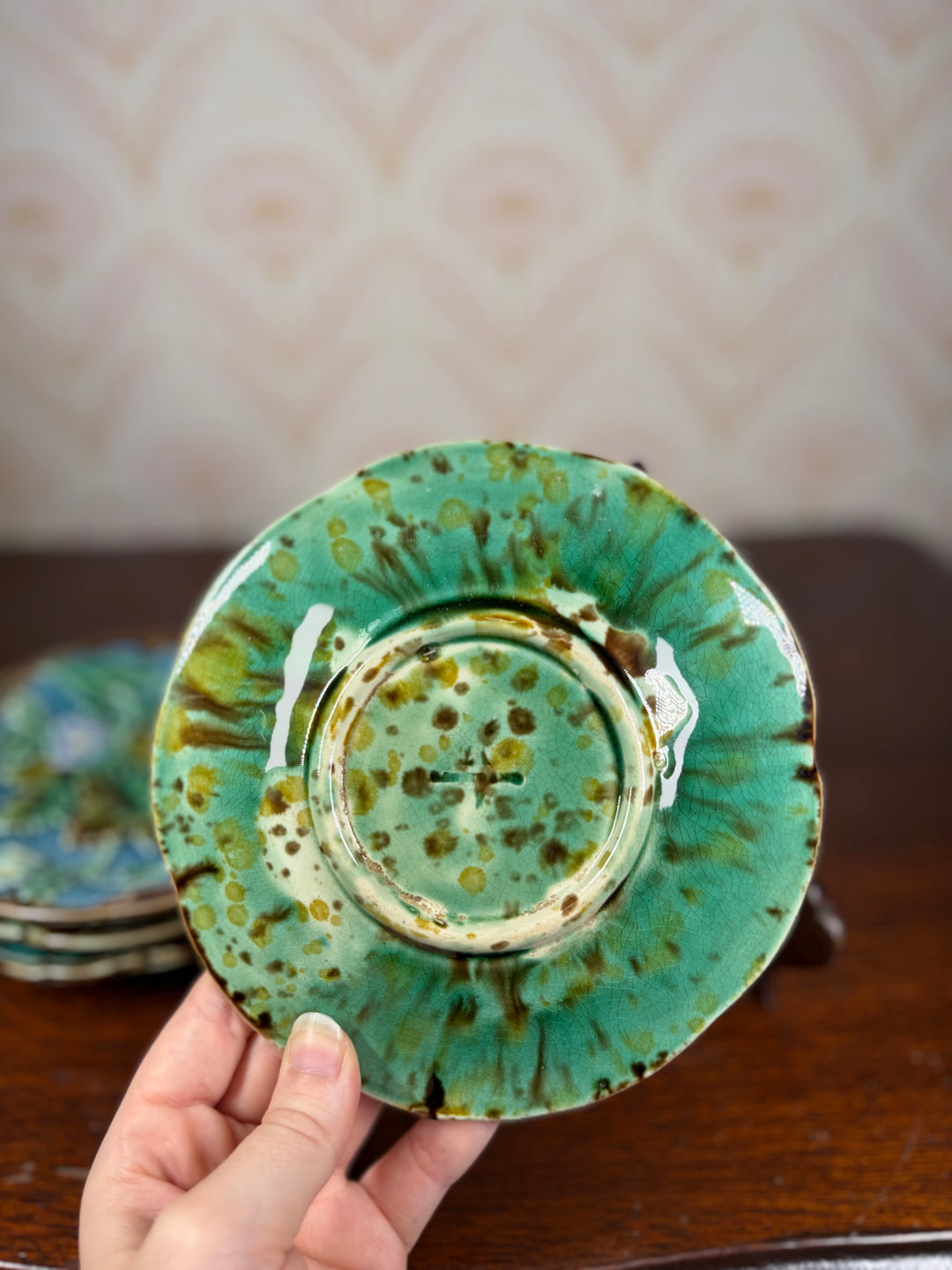 Set of Four 19th Century Swedish Majolica-Style Dessert Plates