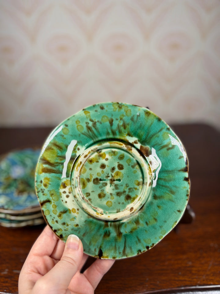 Set of Four 19th Century Swedish Majolica-Style Dessert Plates