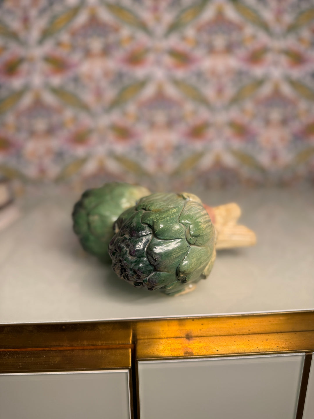 Majolica Ceramic Artichoke Figurine