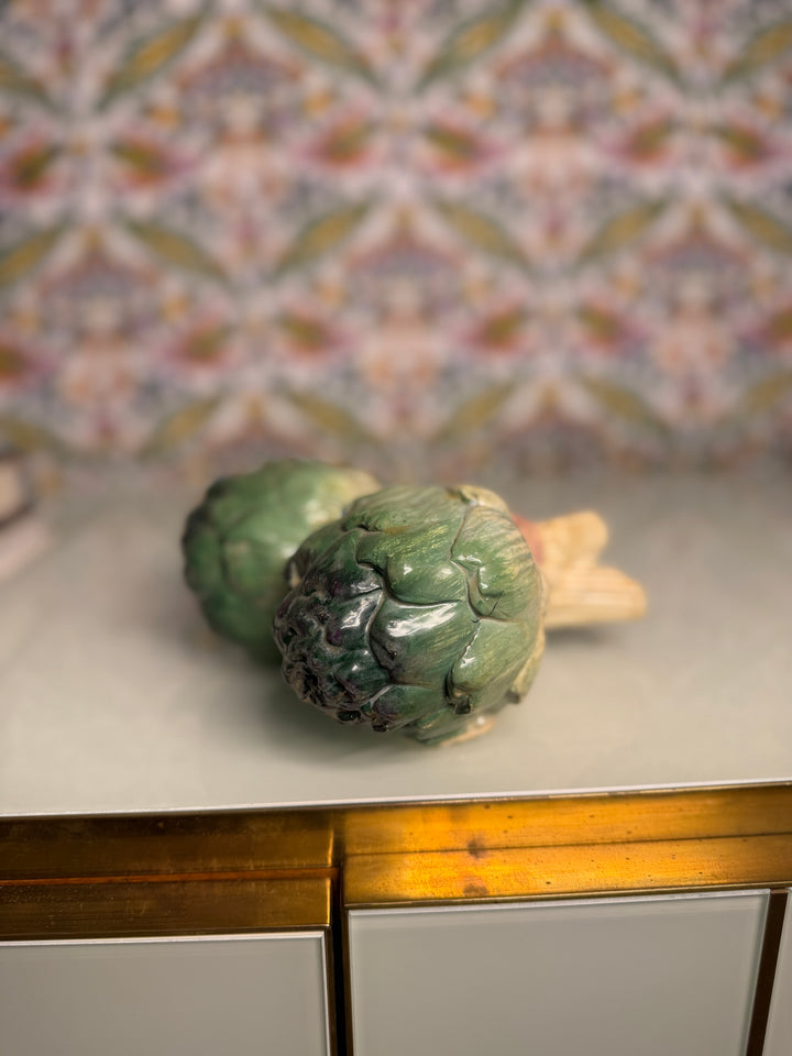Majolica Ceramic Artichoke Figurine