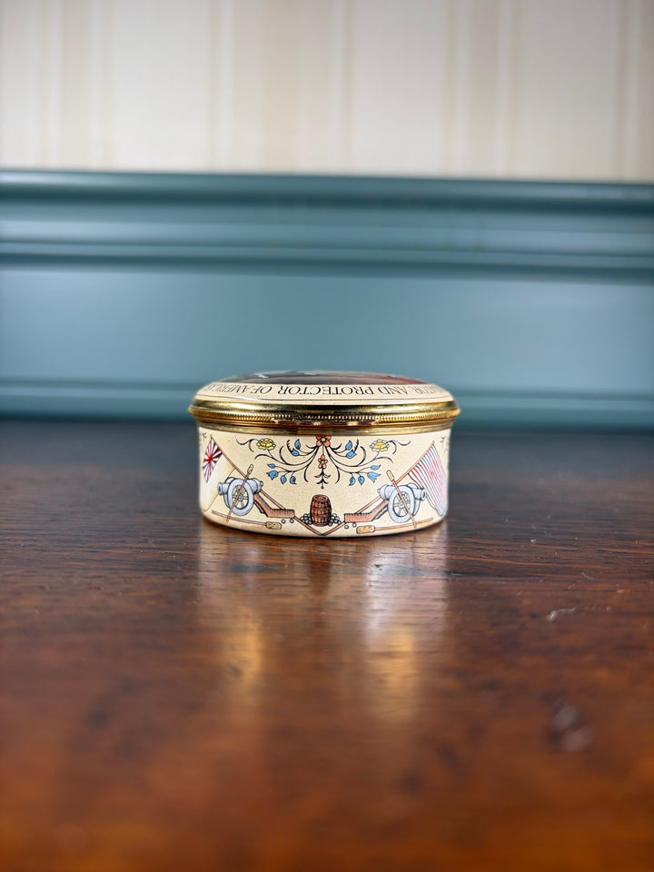 Halcyon Days George Washington Enamel Pill Box with Original Box