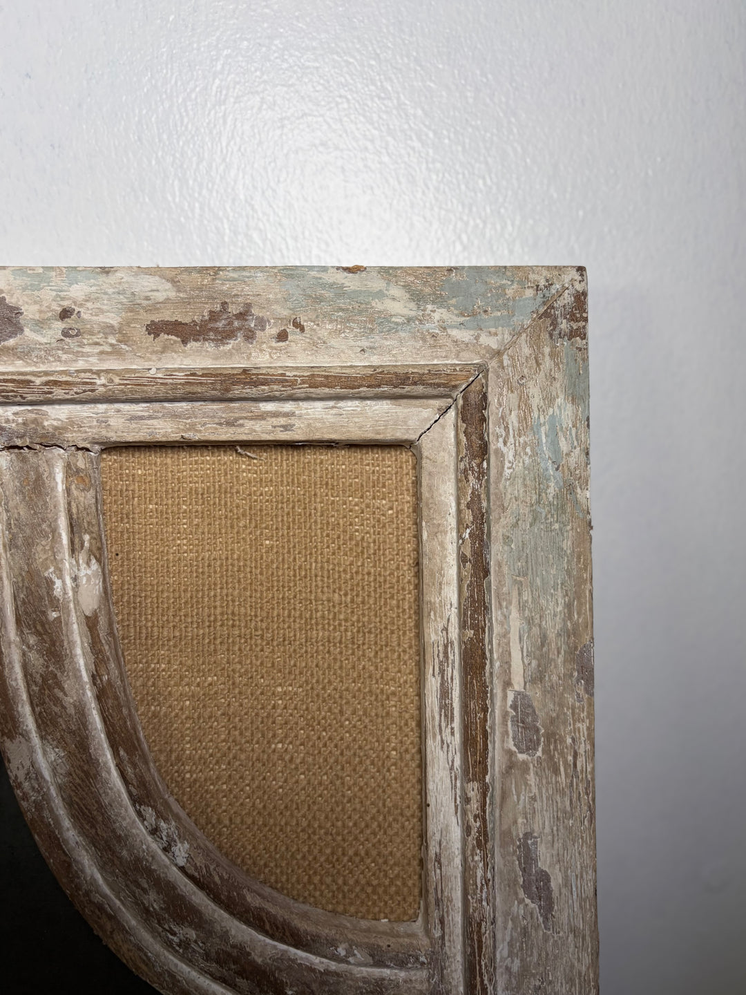 Pair of Distressed Wood Wall Candle Sconces with Burlap Panels