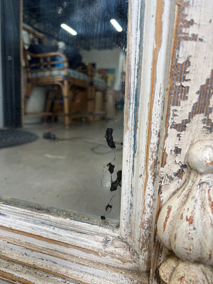 French-Style Trumeau Mirror with Carved Floral Appliqué