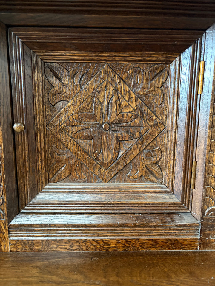 Taylor & Co England Carved Oak Gothic-Style Sideboard/Buffet