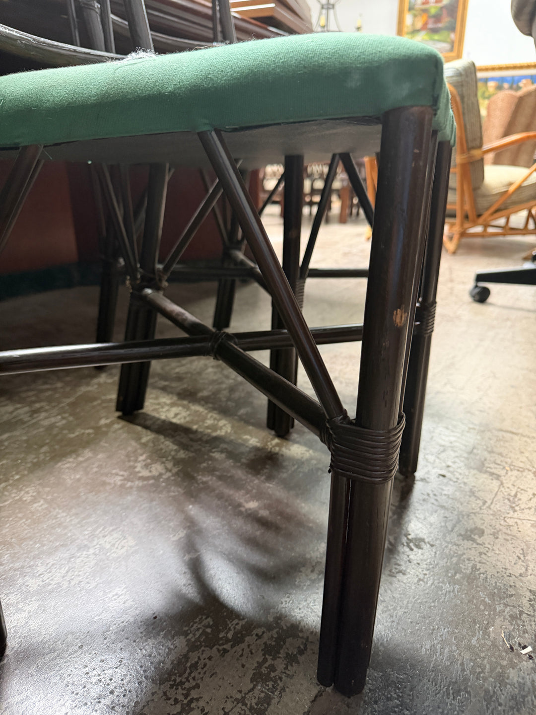 Set of 4 Vintage Dark Bamboo Chairs