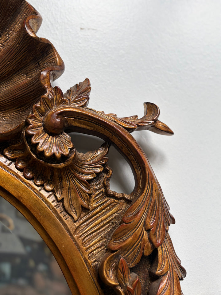 Large Oval Gilt Rococo-Style Wall Mirror