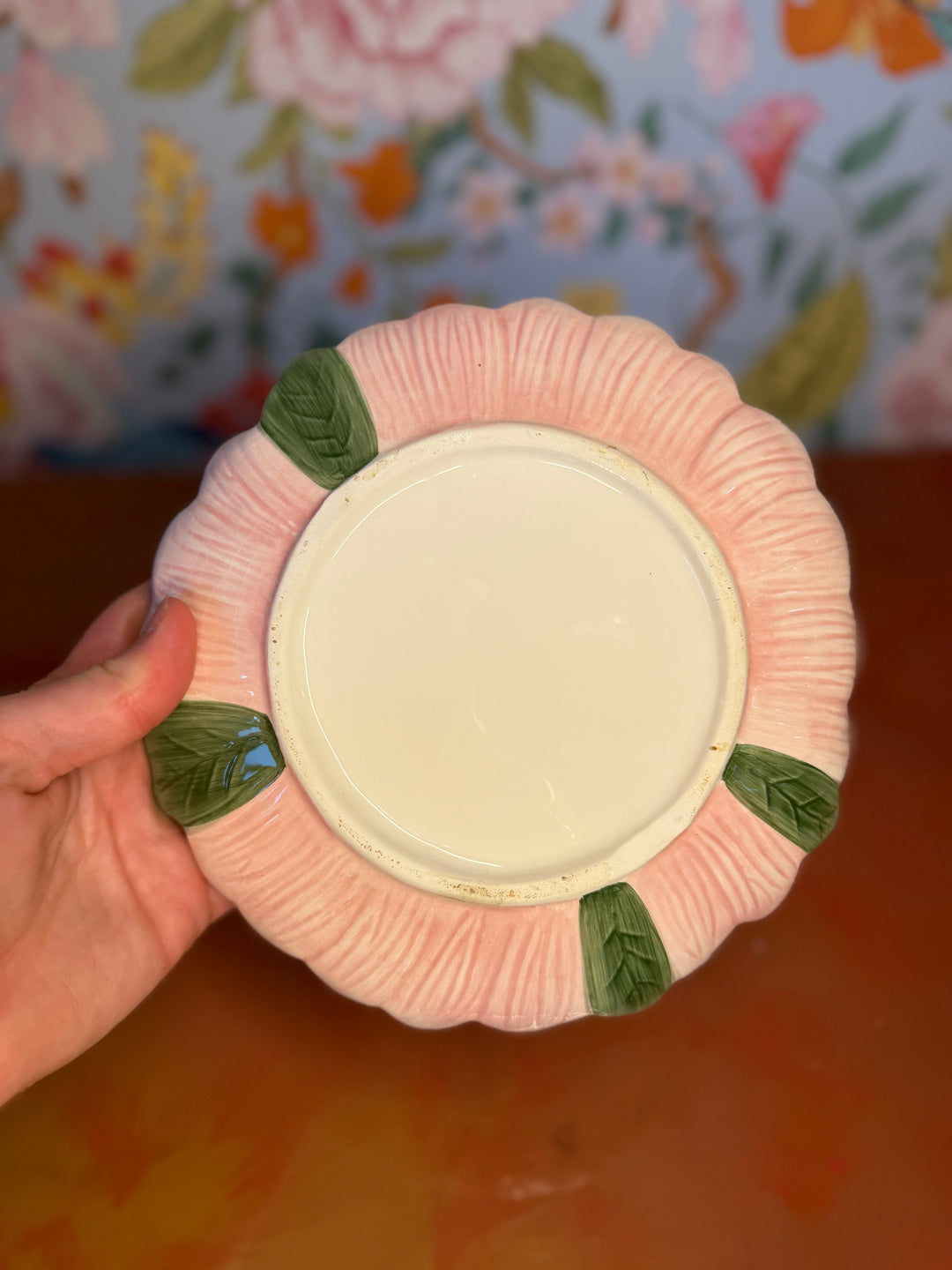 Set of 3 Ceramic Pink Flower Plates