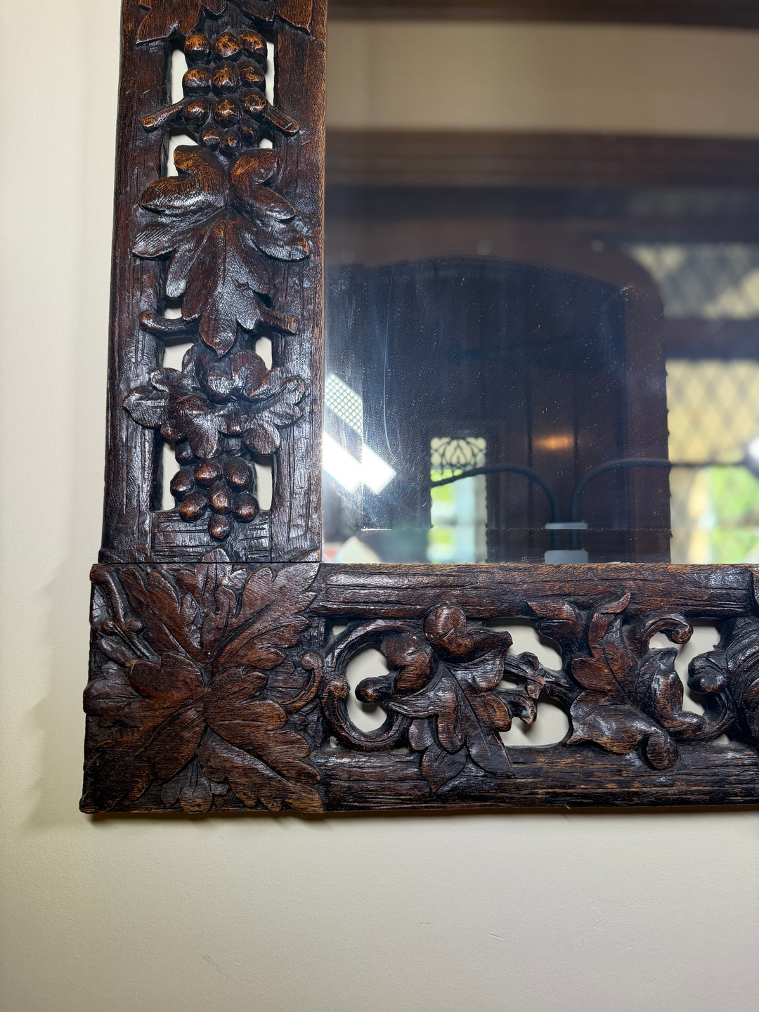 Antique Black Forest Wall Mirror