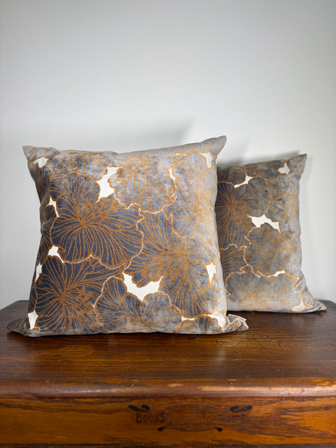 Pair of Floral Velvet Throw Pillows