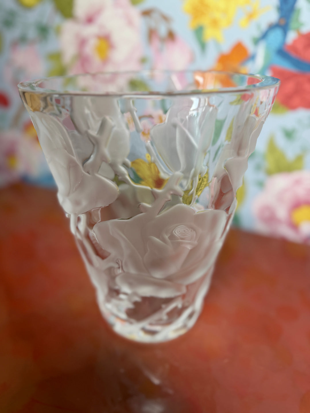 Lalique Ispahan Rose Crystal Vase