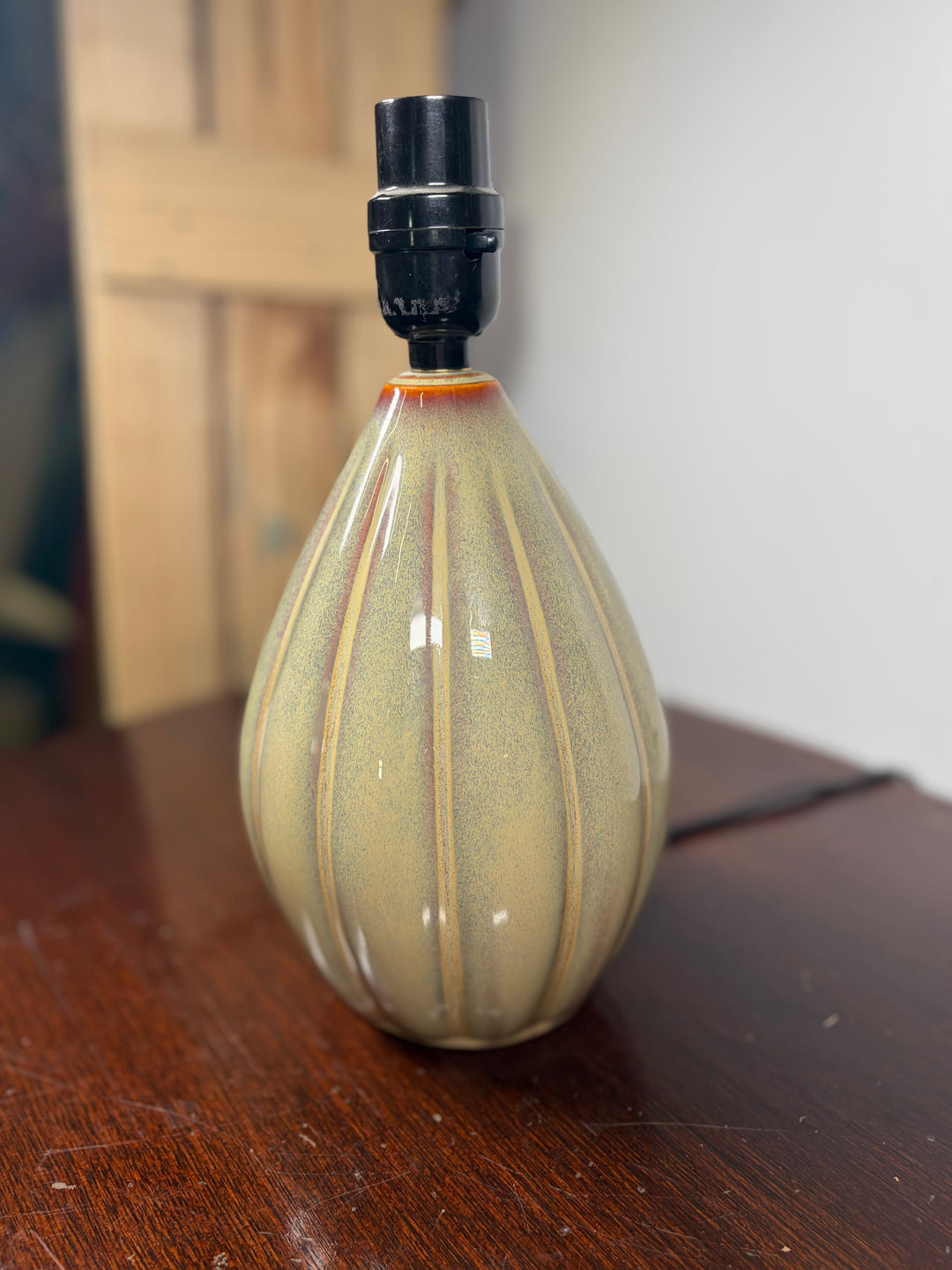 Ceramic Drip-Glaze Teardrop Lamp Base
