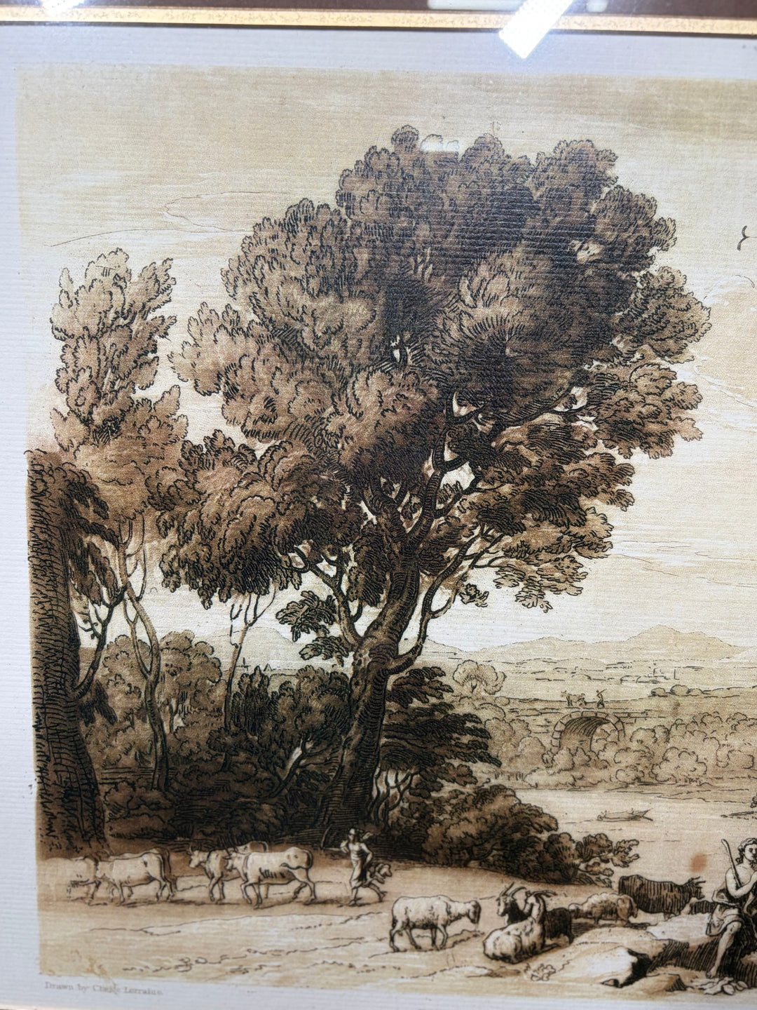 Framed Landscape Engraving After Claude Lorraine