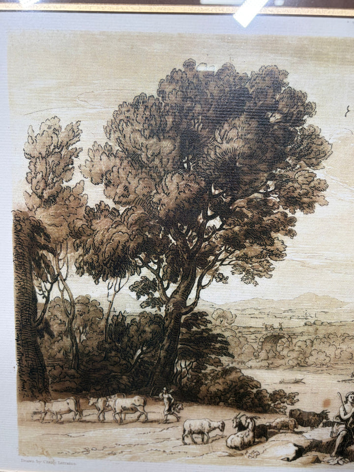 Framed Landscape Engraving After Claude Lorraine