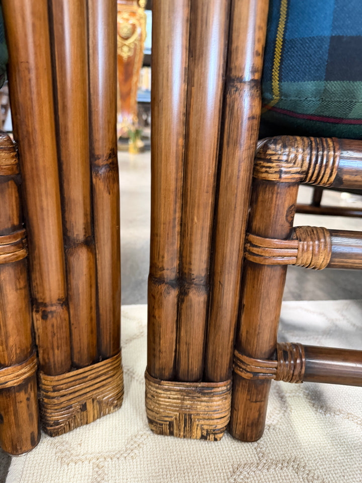 Set of 2 Vintage Bamboo and Rattan Chairs