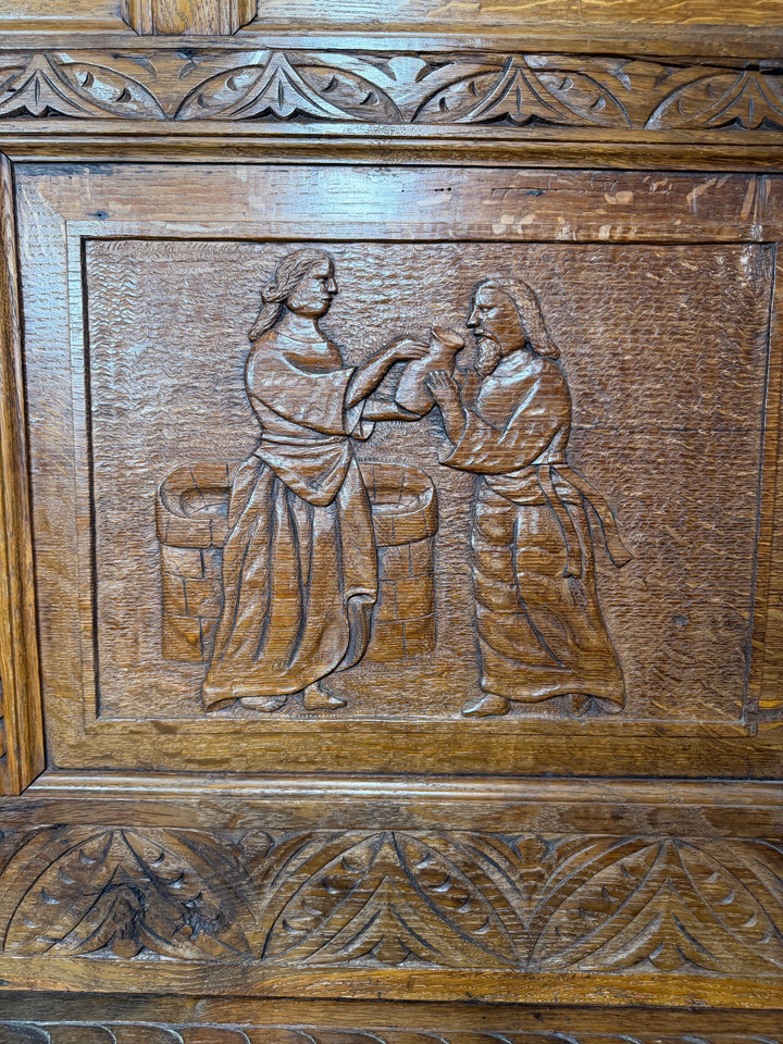 Antique Carved Oak Hall Bench