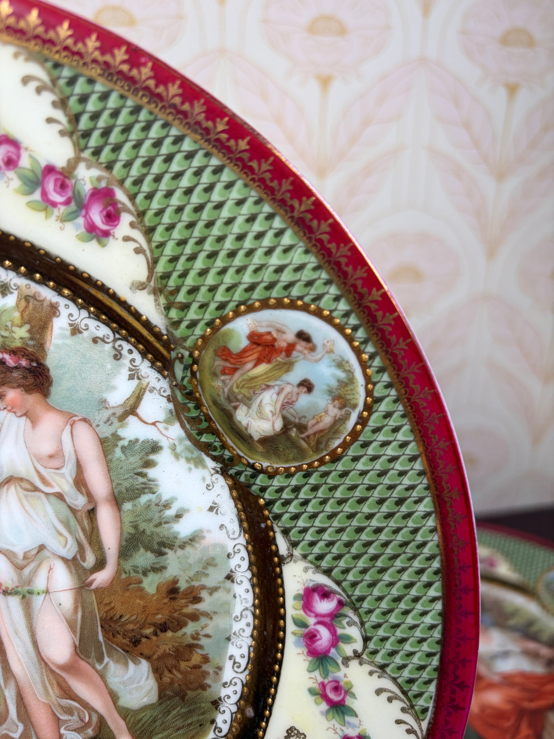 Pair of Vienna-Style Porcelain Cabinet Plates with Classical Figural Scenes