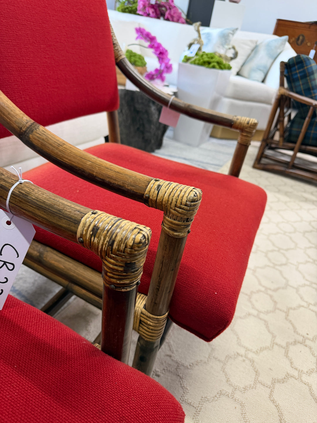 Set of 2 Vintage Bamboo and Rattan Chairs