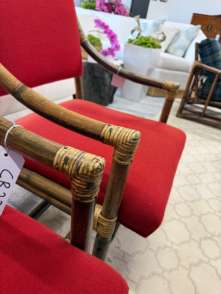 Set of 2 Vintage Bamboo and Rattan Chairs