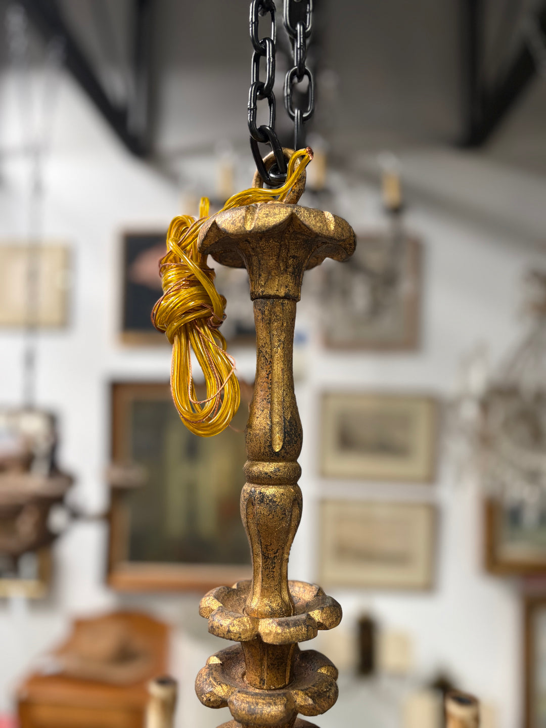 Aidan Gray Gold Gilt Five-Arm Candelabra Chandelier