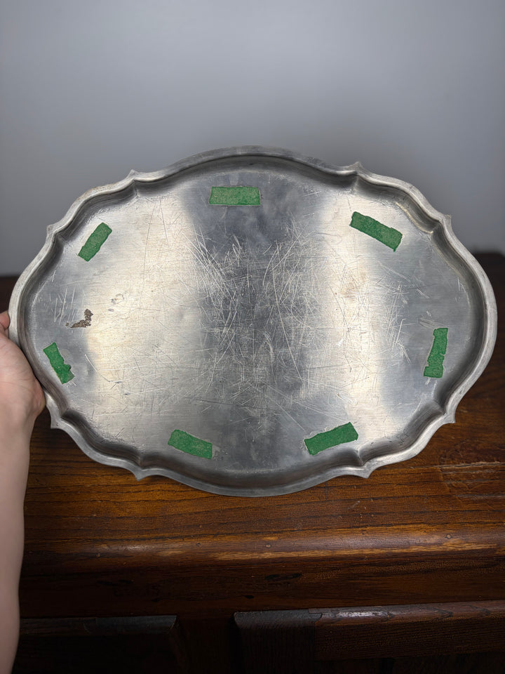 Pewter Tea Set on Tray (4 Pieces)