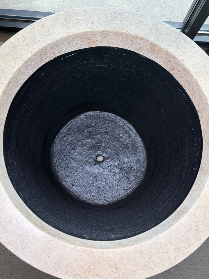 Large Stone-Finish Planter with Basketweave Relief