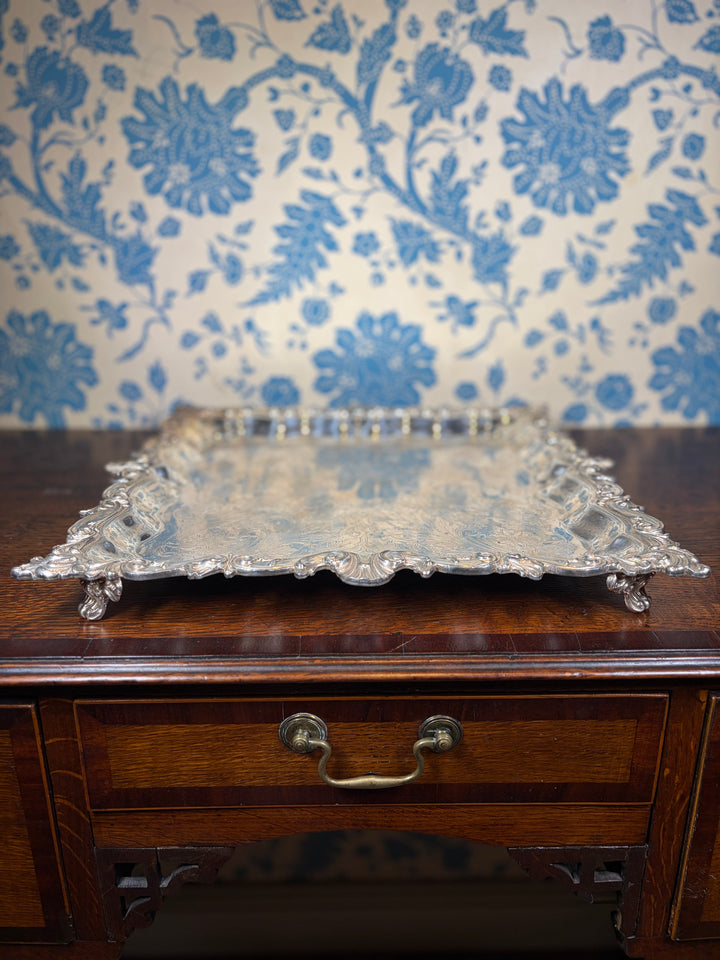 Silver Plated Ornate Square Tray (Victorian Style)