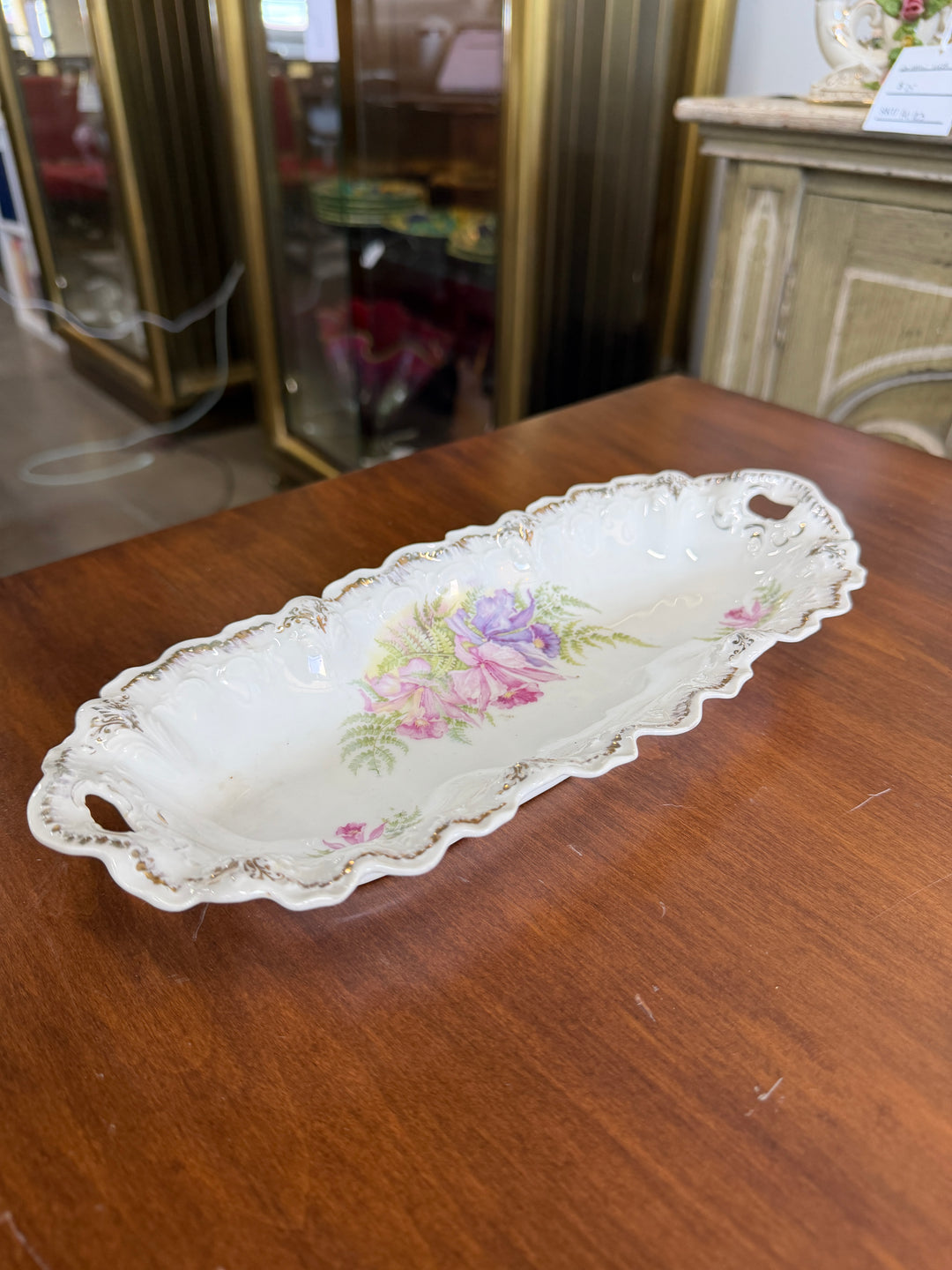 Antique Porcelain Floral Tray