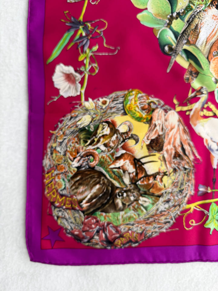 Vintage HERMÈS “Fauna et Flora du Texas” Silk Scarf by Kermit Oliver 90