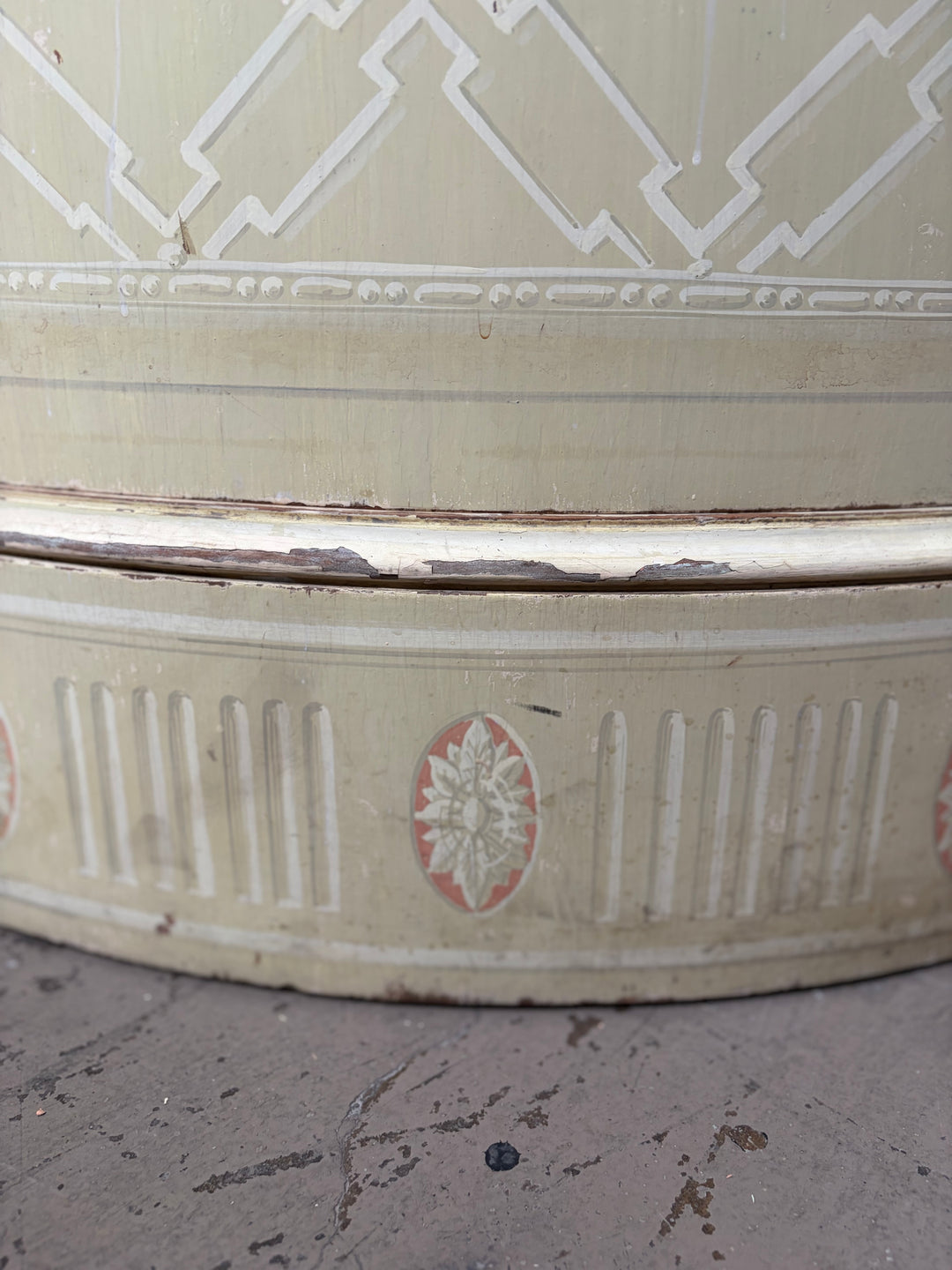 Pair Demilune Painted Wood Cabinet