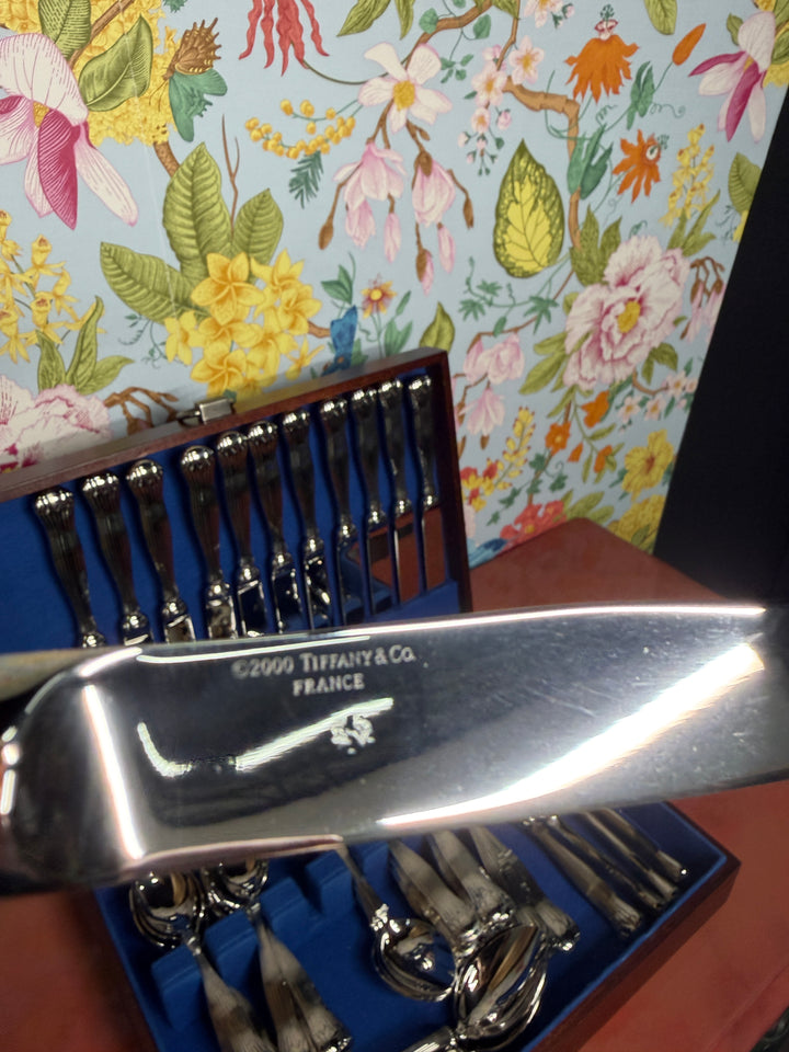 Vintage Tiffany & Co Flatware Set - Set of 16 Knives, 2 Serving Forks, 3 Serving Spoons, 16 Soup Spoons, 16 Dessert Spoons