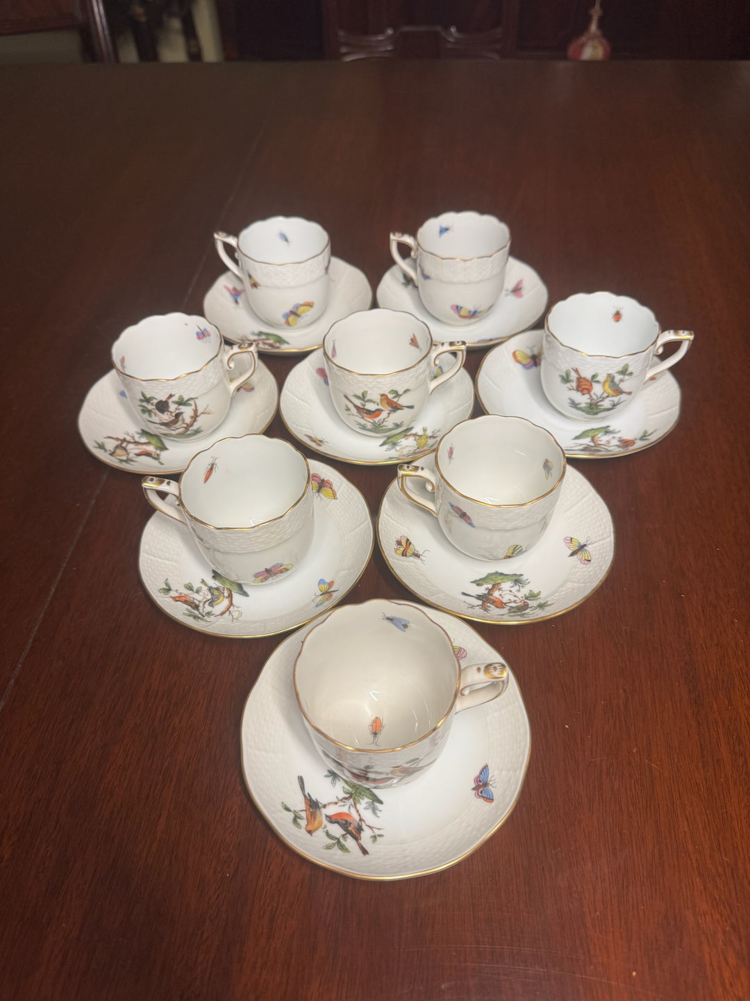8 Herend Rothschild Dessert Tea Cups (#709)