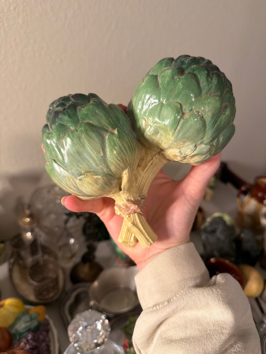 Majolica Ceramic Artichoke Figurine