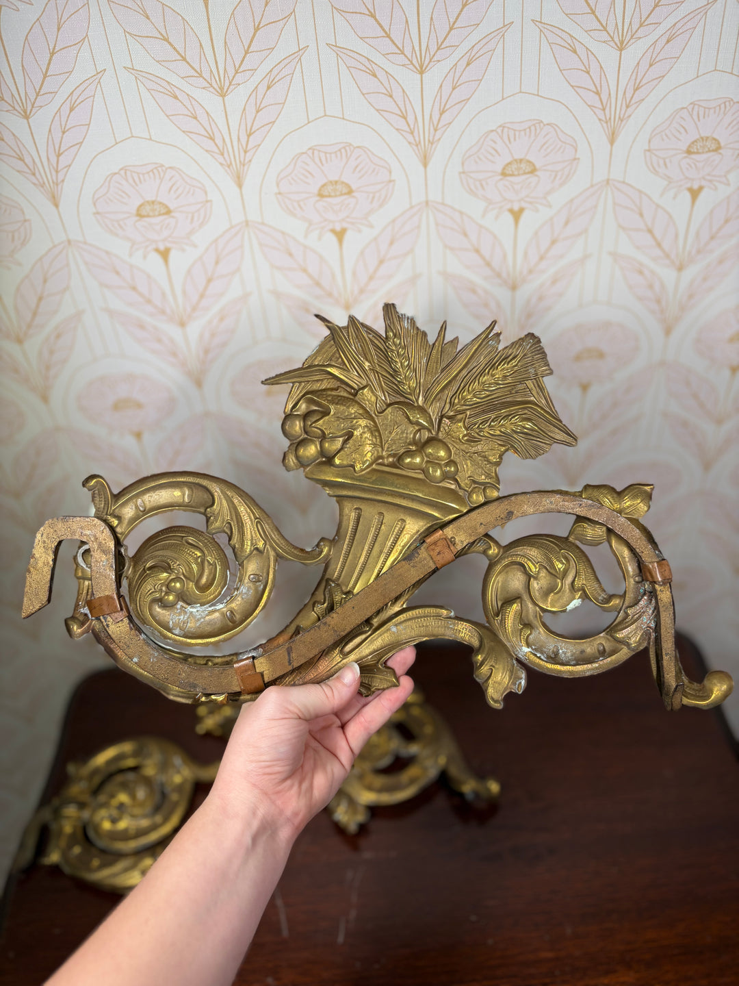 Pair of Gilt Bronze Rococo Acanthus & Cornucopia Ornamental Mounts