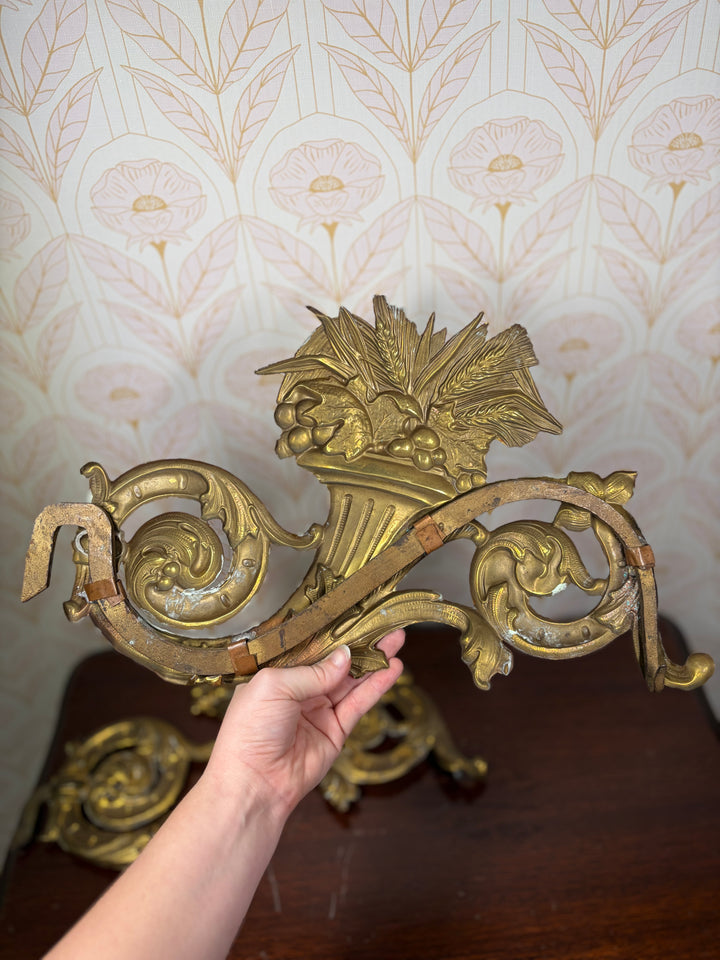 Pair of Gilt Bronze Rococo Acanthus & Cornucopia Ornamental Mounts