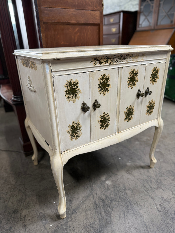 Small Antique Four Door Painted Cabinet