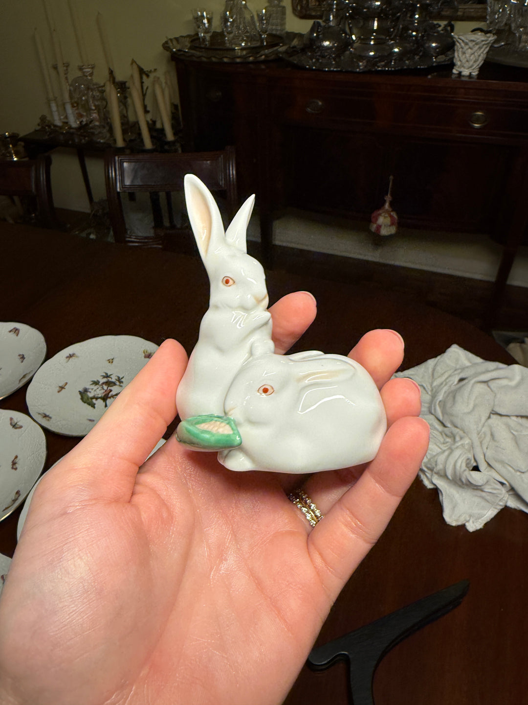 Herend Two White Rabbits