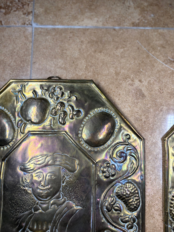 2 Brass Wall Sconces engraved "Rembrandt"