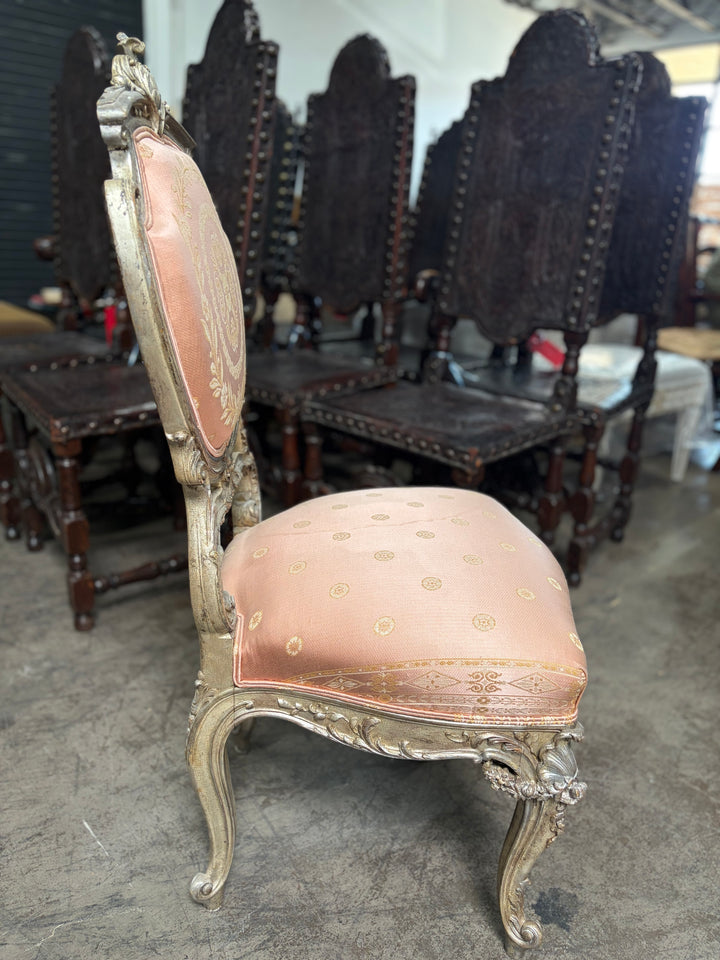 French Rococo-Style Silver-Gilt Carved Side Chair