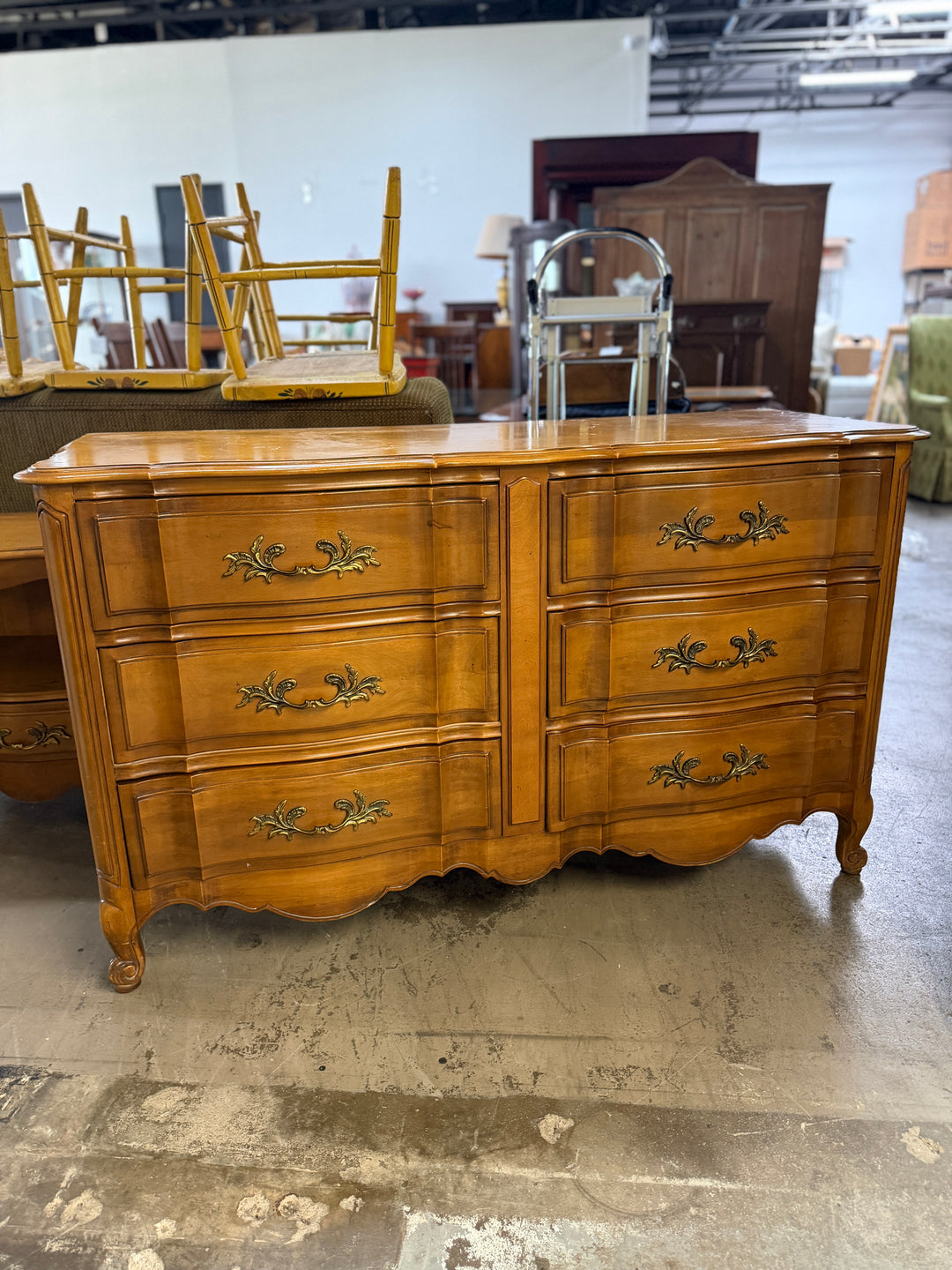 Vintage French Provincial Dresser with Mirror