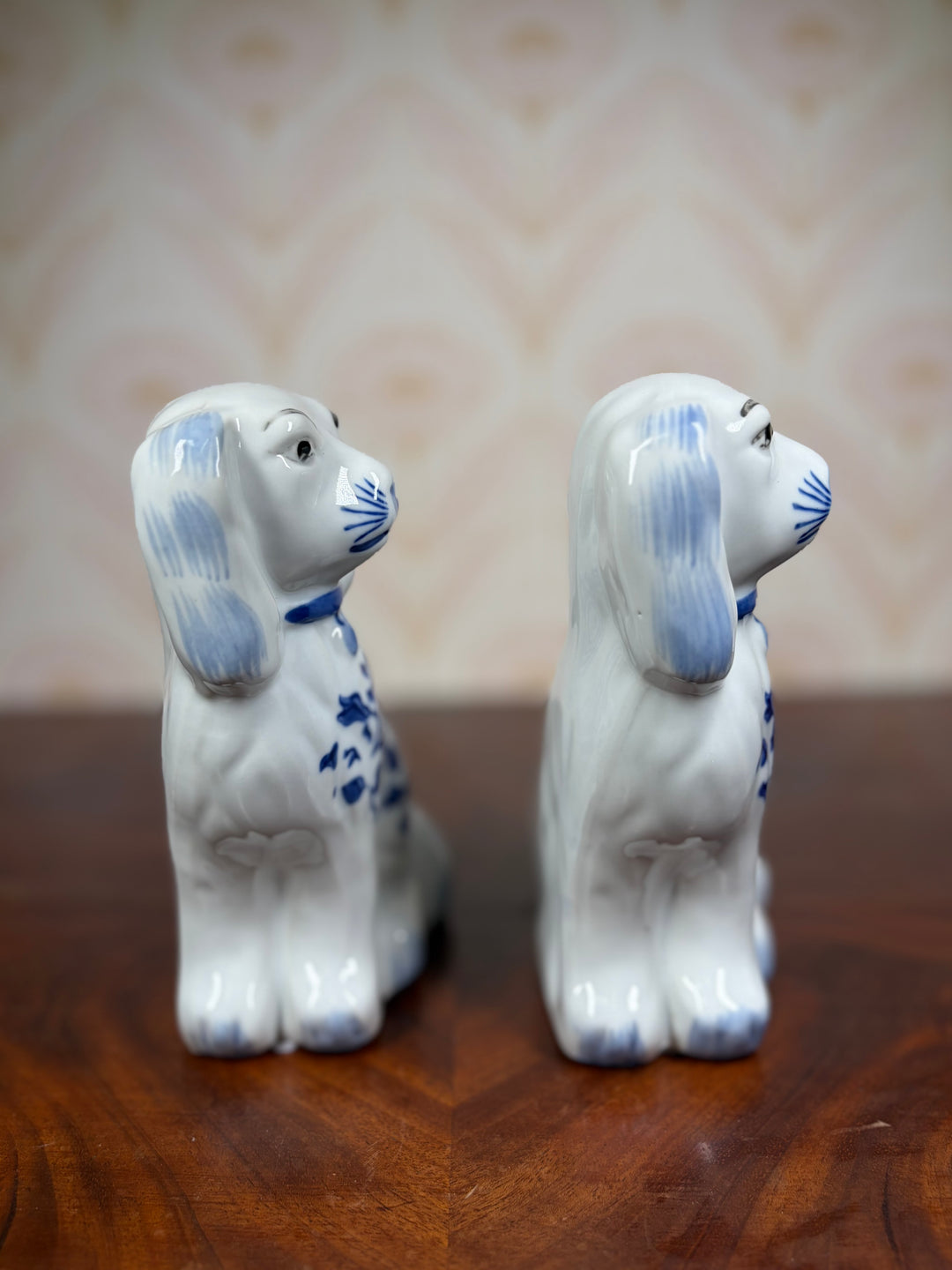 Pair of Blue and White Dogs