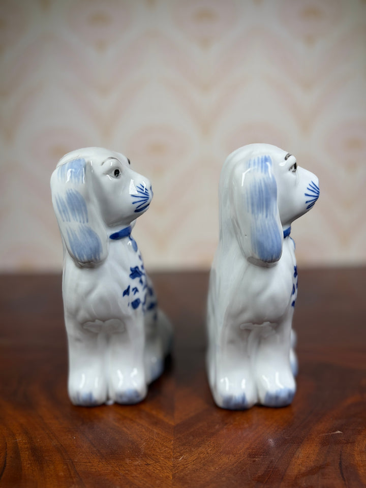 Pair of Blue and White Dogs