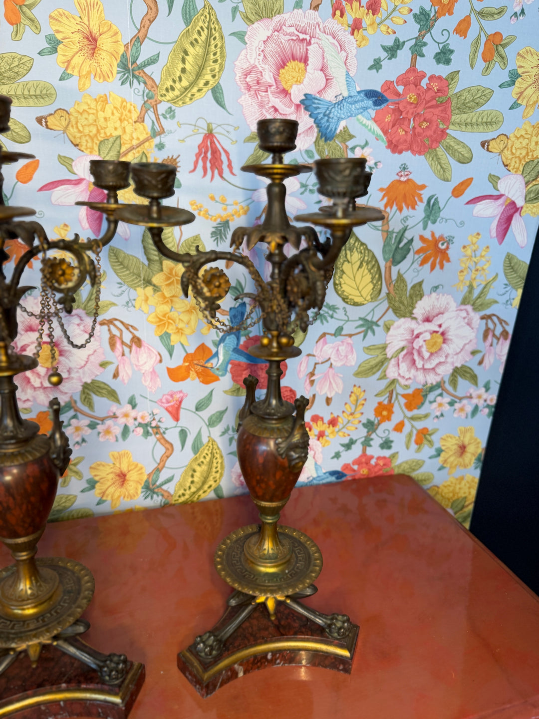 Marble Base Candelabras - Set of 2