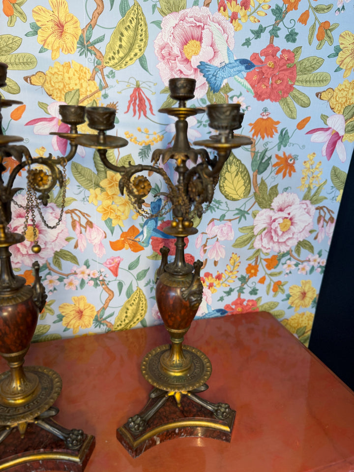 Marble Base Candelabras - Set of 2