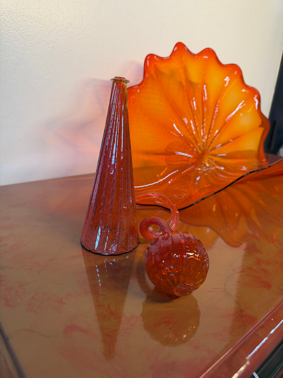 Chihuly Persian Set of 5 with Black Lip Wrap