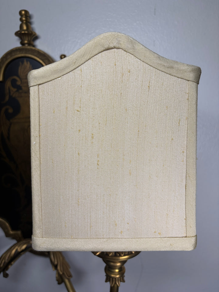 Pair of Antiqued Brass Two-Light Wall Sconces in Original Box