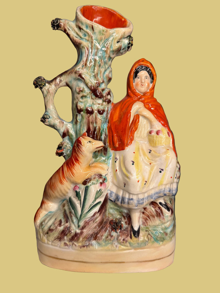Staffordshire Pottery Little Red Riding Hood Spill Vase