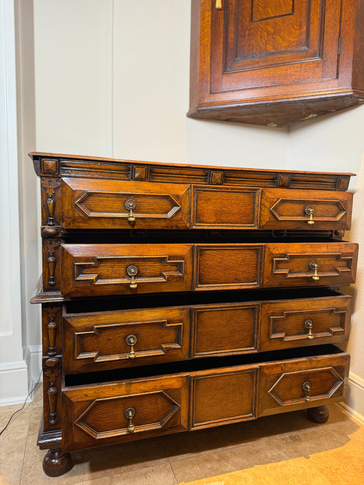 William & Mary 19th Century English Oak Chest